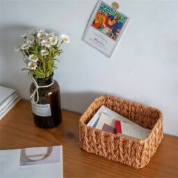 Nordara Coffee Wicker Storage Bathroom Organizer in Brown - thumbnail 3