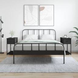 Berkfield Home Durable Bedside Cabinets 2 pcs Black 30x60x60 cm Engineered Wood - Size: 30 x 60 x 60 cm - thumbnail 2