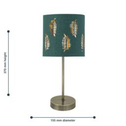 First Choice Lighting Set of 2 Antique Brass Stick Table Lamps with Dark Green Fern Shades in Bronze - thumbnail 7