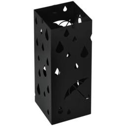 STILVORA Square Steel Umbrella Stand with 4 Hooks & Drip Tray, Black - thumbnail 5