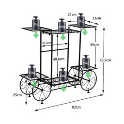 KORVIXA Metal Plant Stand Garden Cart Flower Holder in Black - thumbnail 2