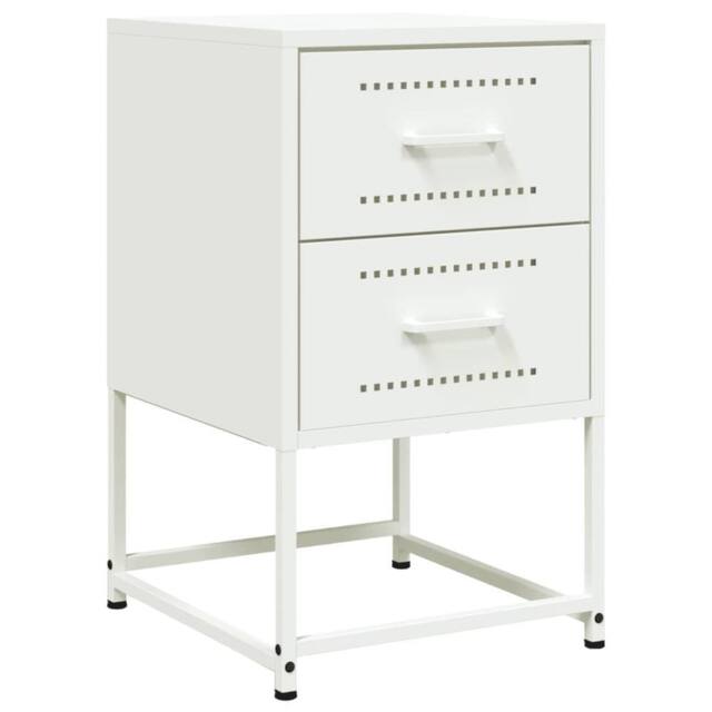 Berkfield Home Bedside Cabinet White 36x39x60.5 cm Steel - image 1