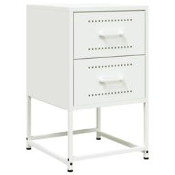 Berkfield Home Bedside Cabinet White 36x39x60.5 cm Steel - thumbnail 1
