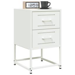 Berkfield Home Bedside Cabinet White 36x39x60.5 cm Steel - thumbnail 4