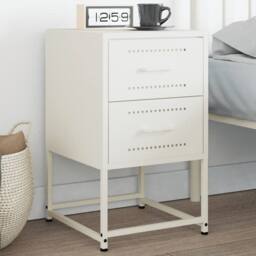 Berkfield Home Bedside Cabinet White 36x39x60.5 cm Steel - thumbnail 2
