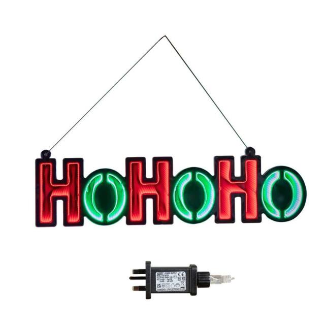Samuel Alexander 40cm Hanging Ho Ho Ho Infinity Mirror Sign with Red & Green LEDs in Black - image 1