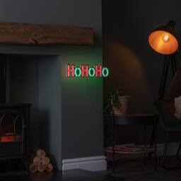 Samuel Alexander 40cm Hanging Ho Ho Ho Infinity Mirror Sign with Red & Green LEDs in Black - thumbnail 3