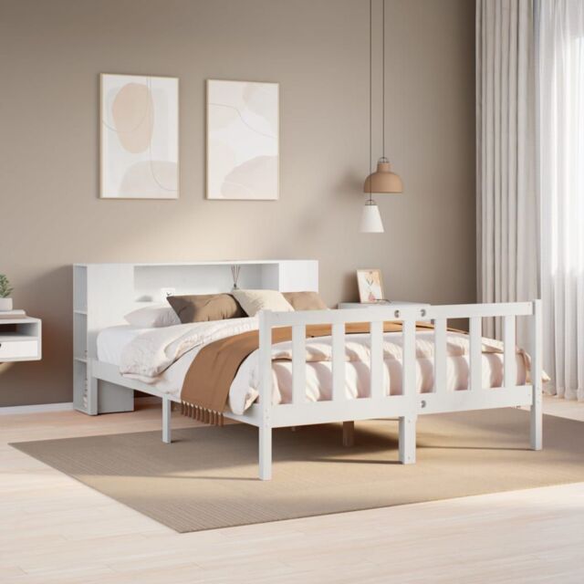 Berkfield Home Bookcase Bed without Mattress White 140x200 cm Solid Wood Pine - image 1