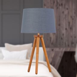 First Choice Lighting Set of 2 Dark Oak Table Lamp or Bedside Lights with Grey Gold Shades in Brown - thumbnail 4