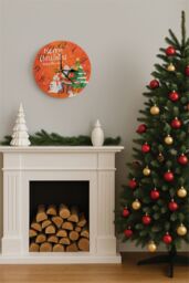 Netagon Christmas Snowman & Santa Design Festive Battery Operated Wall Clock in Red - thumbnail 6