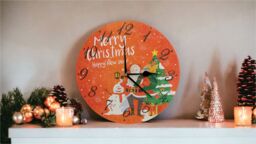 Netagon Christmas Snowman & Santa Design Festive Battery Operated Wall Clock in Red - thumbnail 5