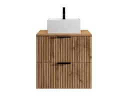 Vente-unique Fluted Wall-Hung Bathroom Unit With Square Countertop Basin - Light in Black - thumbnail 2