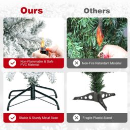 Gymax 6FT Snow Flocked Artificial Christmas Tree Hinged Xmas Tree 600 Tips in Green - thumbnail 9