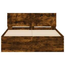 Berkfield Home Durable Bed Frame without Mattress Smoked Oak 120x200 cm in Brown - Size: Small Double - thumbnail 5