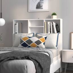 Berkfield Home Headboard Cabinet White 100x19x103.5 cm - thumbnail 1