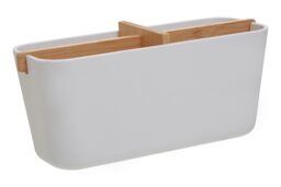 Orsina Grey Detachable Organizer With 4 Compartments, Bamboo Fibre Storage Organizer, Sub-Grid Drawer Organizer in White - thumbnail 2