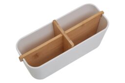 Orsina Grey Detachable Organizer With 4 Compartments, Bamboo Fibre Storage Organizer, Sub-Grid Drawer Organizer in White - thumbnail 3
