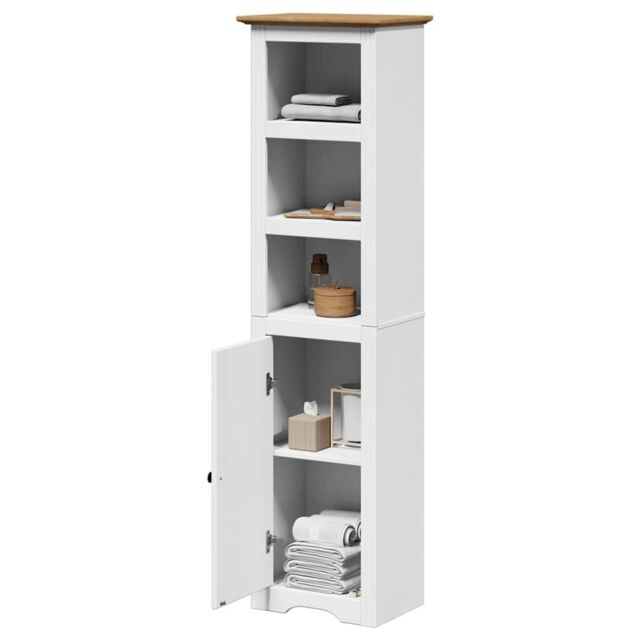 Berkfield Home Bathroom Cabinet BODO White & Brown 44x30x160 cm - Size: 44 x 30 x 160 cm - image 1