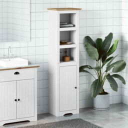 Berkfield Home Bathroom Cabinet BODO White & Brown 44x30x160 cm - Size: 44 x 30 x 160 cm - thumbnail 3