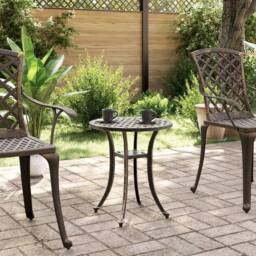 Berkfield Home Garden Table Bronze √ò48x53 cm Cast Aluminium - Size: 48x53 cm - thumbnail 3