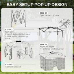 OUTSUNNY Garden Folding Tent Heavy Duty Pop Up Gazebo for Party in Cream - thumbnail 6