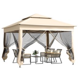 OUTSUNNY Garden Folding Tent Heavy Duty Pop Up Gazebo for Party in Cream - thumbnail 2