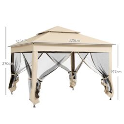 OUTSUNNY Garden Folding Tent Heavy Duty Pop Up Gazebo for Party in Cream - thumbnail 3