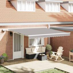 Berkfield Home Manual Retractable Awning with LED Light Grey 400x300 cm - thumbnail 2