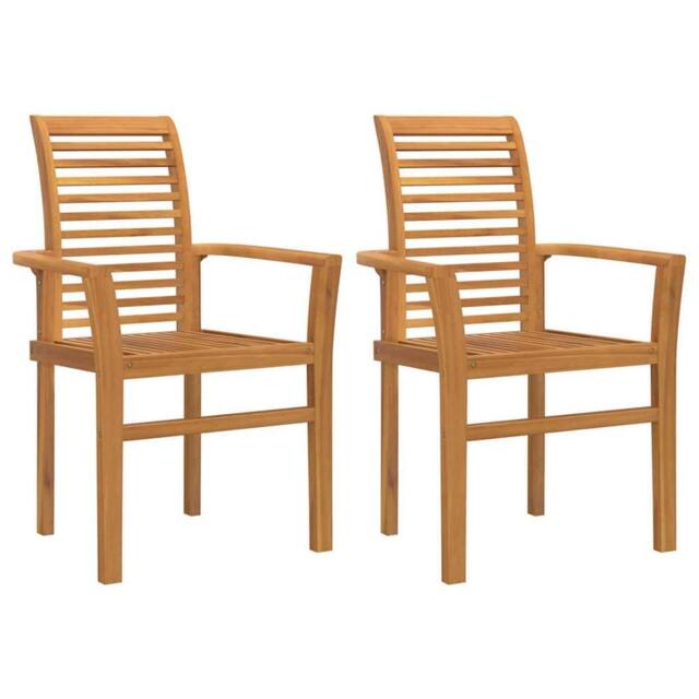 Berkfield Home Stacking Garden Chair 2 pcs Solid Wood Teak in Brown - image 1