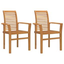 Berkfield Home Stacking Garden Chair 2 pcs Solid Wood Teak in Brown - thumbnail 1
