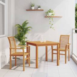 Berkfield Home Stacking Garden Chair 2 pcs Solid Wood Teak in Brown - thumbnail 2