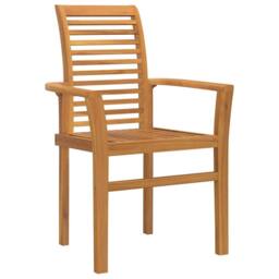 Berkfield Home Stacking Garden Chair 2 pcs Solid Wood Teak in Brown - thumbnail 4