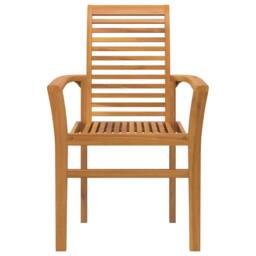Berkfield Home Stacking Garden Chair 2 pcs Solid Wood Teak in Brown - thumbnail 5