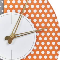 Wyld and Coco Grey and Orange Polka Dot Wall Clock MDF 29 x 47 cm No Numerals - thumbnail 5