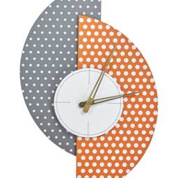 Wyld and Coco Grey and Orange Polka Dot Wall Clock MDF 29 x 47 cm No Numerals - thumbnail 2