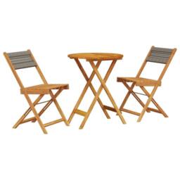 Berkfield Home 3 Piece Bistro Set Grey Polypropylene & Solid Wood in Brown