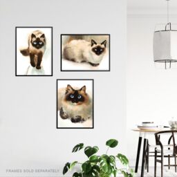 Artery8 Wall Art Print Blue Eyed Ragdoll Cats Watercolour Set Of 3 s Living Room Aesthetic Paintings A4 - thumbnail 3