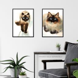 Artery8 Wall Art Print Blue Eyed Ragdoll Cats Watercolour Set Of 3 s Living Room Aesthetic Paintings A4 - thumbnail 6