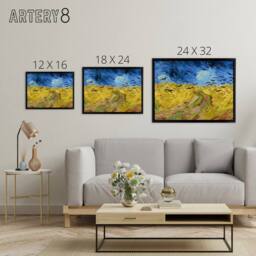 "Artery8 Van Gogh Wheatfield With Crows Framed Canvas Wall Art Print - Size: W12"" x H16""" - thumbnail 4