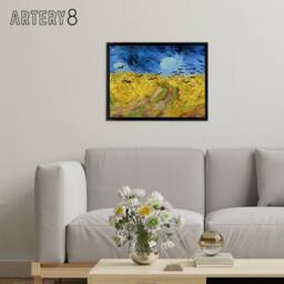 "Artery8 Van Gogh Wheatfield With Crows Framed Canvas Wall Art Print - Size: W12"" x H16""" - thumbnail 3
