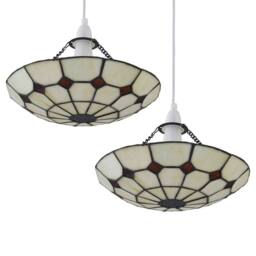 First Choice Lighting Set of 2 Torbay - Tiffany Cream Uplight Easy Fit Pendant Shades