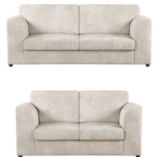 SNUG FURNITURE BIRMINGHAM LTD Chicago Jumbo Cord 3+2 Sofa Set in Cream - image 1