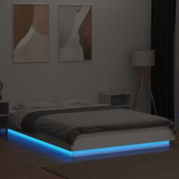 Berkfield Home Bed Frame with LED Lights without Mattress White 120x190cm - Size: 120x190 cm - thumbnail 4