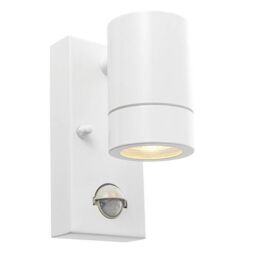 Netlighting Palin 1 Light Outdoor PIR Wall Light Gloss White Glass IP44 GU10 - thumbnail 1
