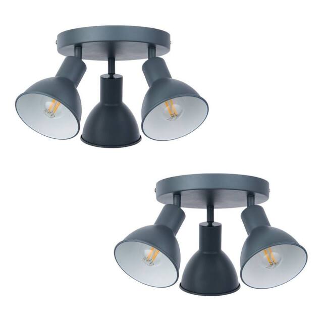 First Choice Lighting Set of 2 Hawkins - Charcoal 3 Way Adjustable Round Ceiling Spotlights in Grey - image 1