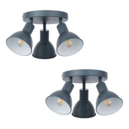 First Choice Lighting Set of 2 Hawkins - Charcoal 3 Way Adjustable Round Ceiling Spotlights in Grey - thumbnail 1