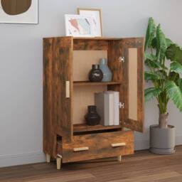 Berkfield Home Highboard Smoked Oak 70x31x115 cm Engineered Wood in Brown - Size: 70 x 31 x 115 cm - thumbnail 3
