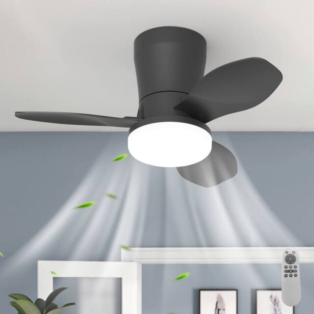 NIVOR LED Ceiling Fans with Lights for Small Spaces 6 Speed Quiet Reversible in Black - image 1