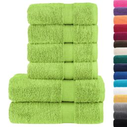 Berkfield Home 6 Piece Premium Towel Set SOLUND Apple Green 600 gsm - thumbnail 2