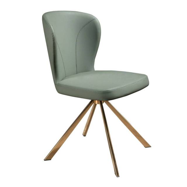 Angel Cerda Light Green Leatherette Swivel Dining Chair with Rose